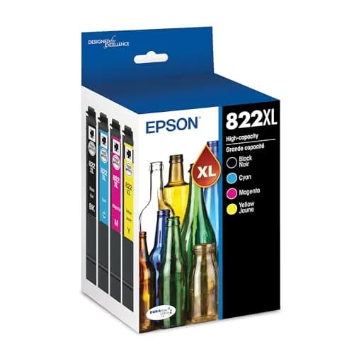 Epson 822XL High Capacity Pigment Ink Cartridge 4-Pack | Fast-Drying, High-Yield Ink for Epson Printers — High Yield