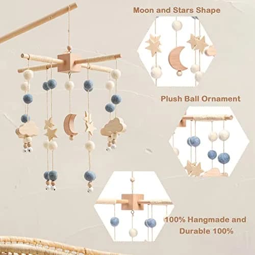 JETM·HH Boho Star Moon Baby Mobile for Crib | 12.7 cm (5 inches) Diameter thumbnail 2