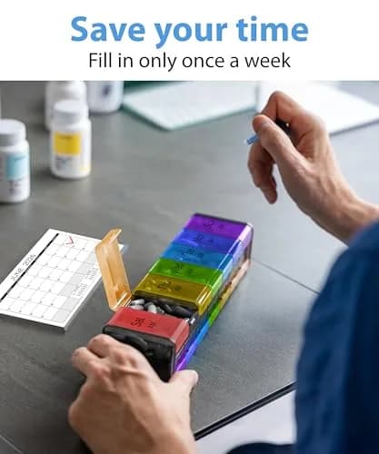 BEXEEN Extra Large Pill Organizer XXL Pill Box 7 Day Weekly Pill Organizer with AM PM Large Compartments 25.65cm (10.1" x 2.7" x 2.1") thumbnail 8
