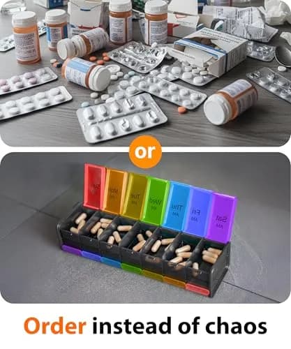 BEXEEN Extra Large Pill Organizer XXL Pill Box 7 Day Weekly Pill Organizer with AM PM Large Compartments 25.65cm (10.1" x 2.7" x 2.1") thumbnail 3