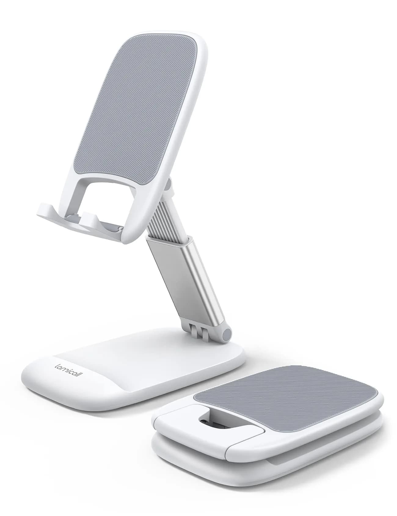 Lamicall White Cell Phone Stand for Desk, Phone Holder with Adjustable Height & Angle | Portable Electronic Device Stand (1-Pack) - main product image