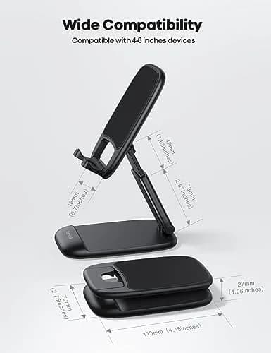 Lamicall Adjustable Phone Stand for Desk, 3.2" Height Extension | Metal Base, Foldable, Universal Compatibility thumbnail 5