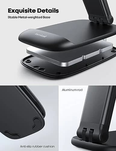Lamicall Adjustable Phone Stand for Desk, 3.2" Height Extension | Metal Base, Foldable, Universal Compatibility thumbnail 6