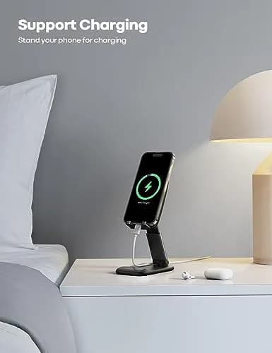 Lamicall Adjustable Phone Stand for Desk, 3.2" Height Extension | Metal Base, Foldable, Universal Compatibility thumbnail 3