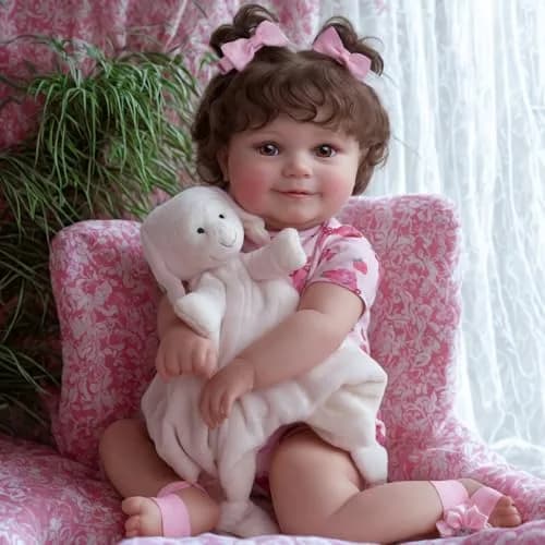 JIZHI 20-inch Realistic Reborn Baby Doll with Wavy Brown Hair | Ages 3+ | 50.8 cm (20 inches) thumbnail 4