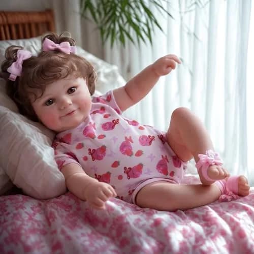 JIZHI 20-inch Realistic Reborn Baby Doll with Wavy Brown Hair | Ages 3+ | 50.8 cm (20 inches) thumbnail 5