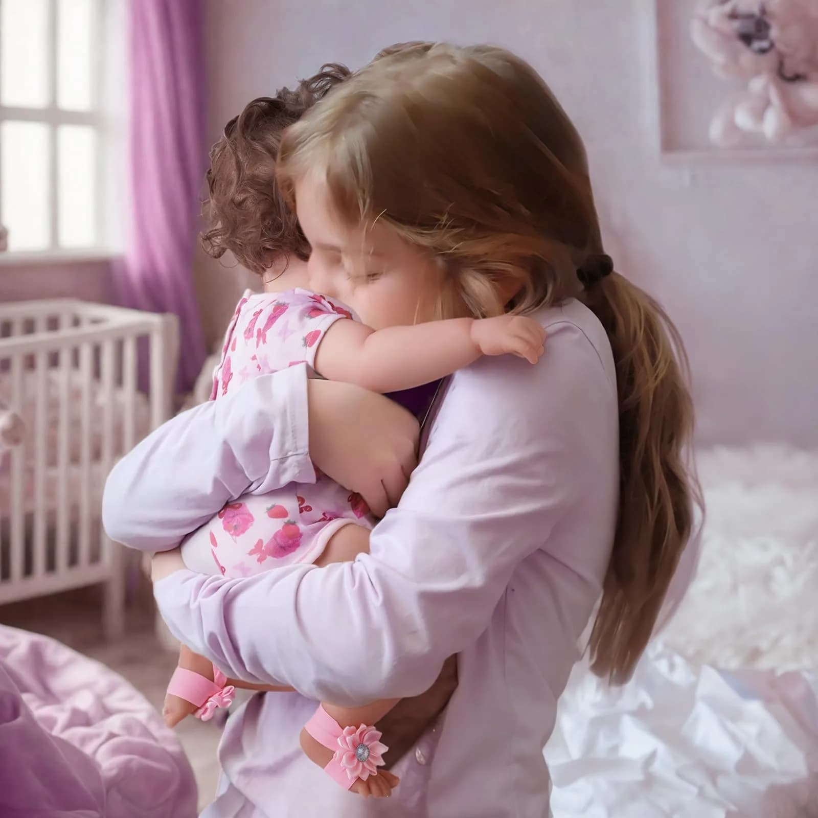 JIZHI 20-inch Realistic Reborn Baby Doll with Wavy Brown Hair | Ages 3+ | 50.8 cm (20 inches) - view 7