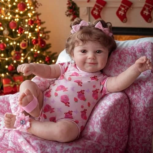 JIZHI 20-inch Realistic Reborn Baby Doll with Wavy Brown Hair | Ages 3+ | 50.8 cm (20 inches) thumbnail 9