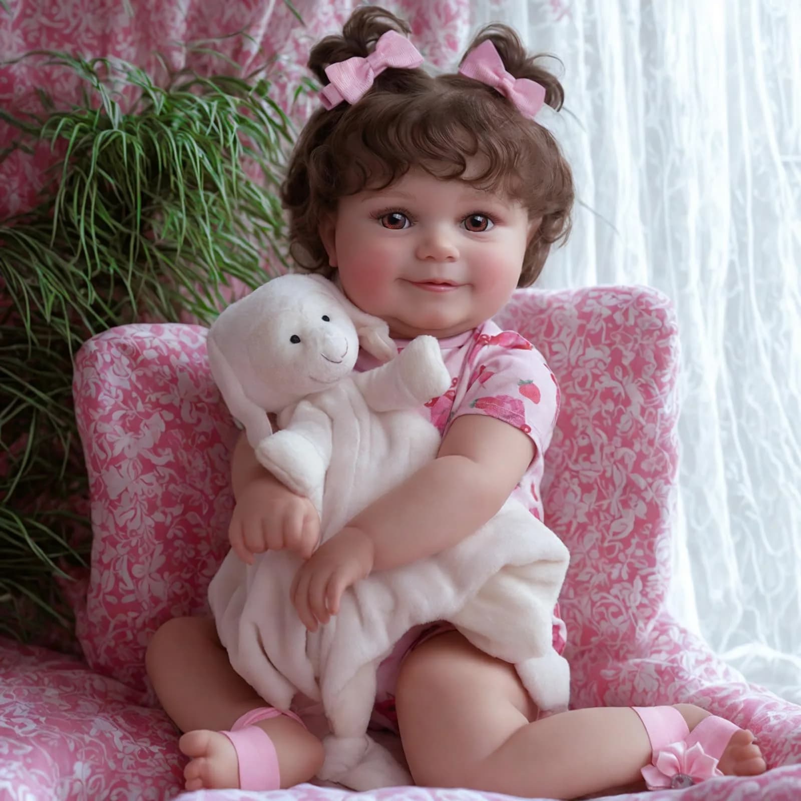 JIZHI 20-inch Realistic Reborn Baby Doll with Wavy Brown Hair | Ages 3+ | 50.8 cm (20 inches) - view 4