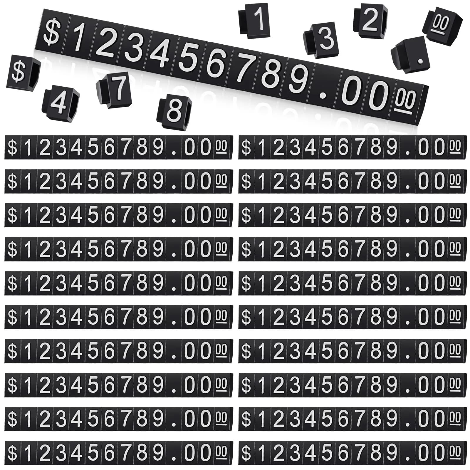 Qunclay White Label Price Display Cubes 50 Sets | Adjustable Number Letter Tags for Retail - main product image