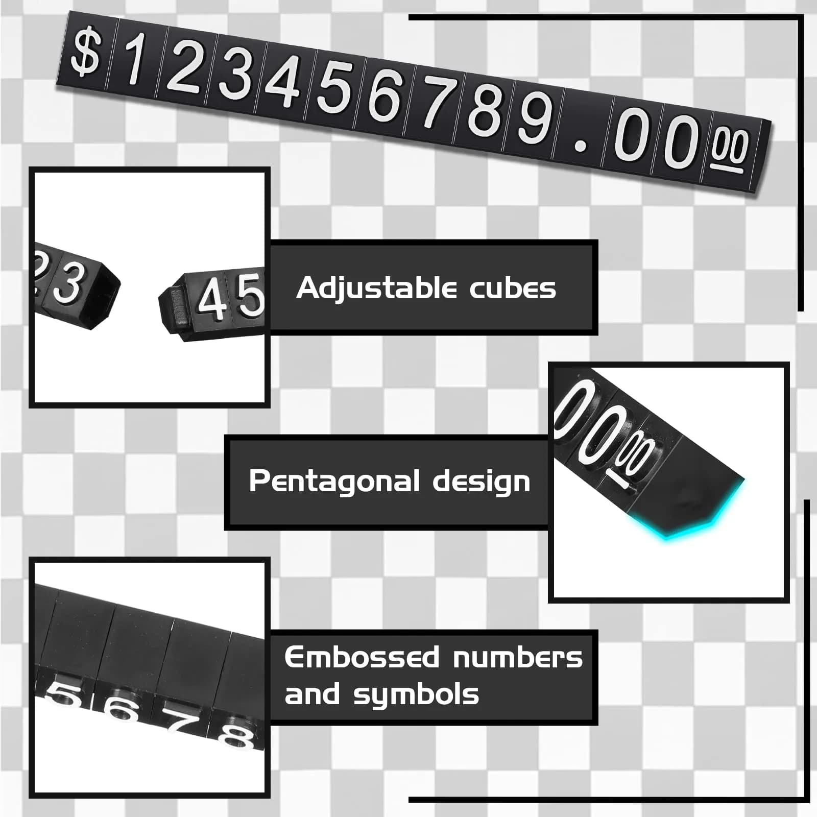 Qunclay White Label Price Display Cubes 50 Sets | Adjustable Number Letter Tags for Retail - view 6