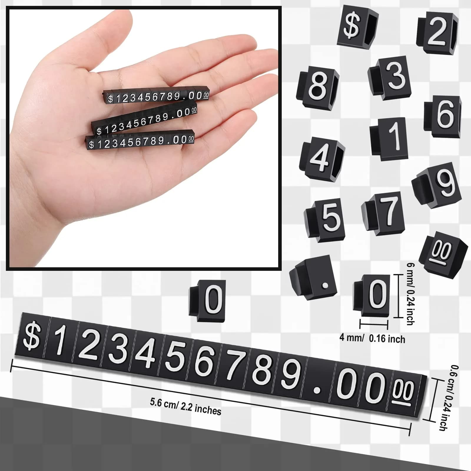 Qunclay White Label Price Display Cubes 50 Sets | Adjustable Number Letter Tags for Retail - view 7