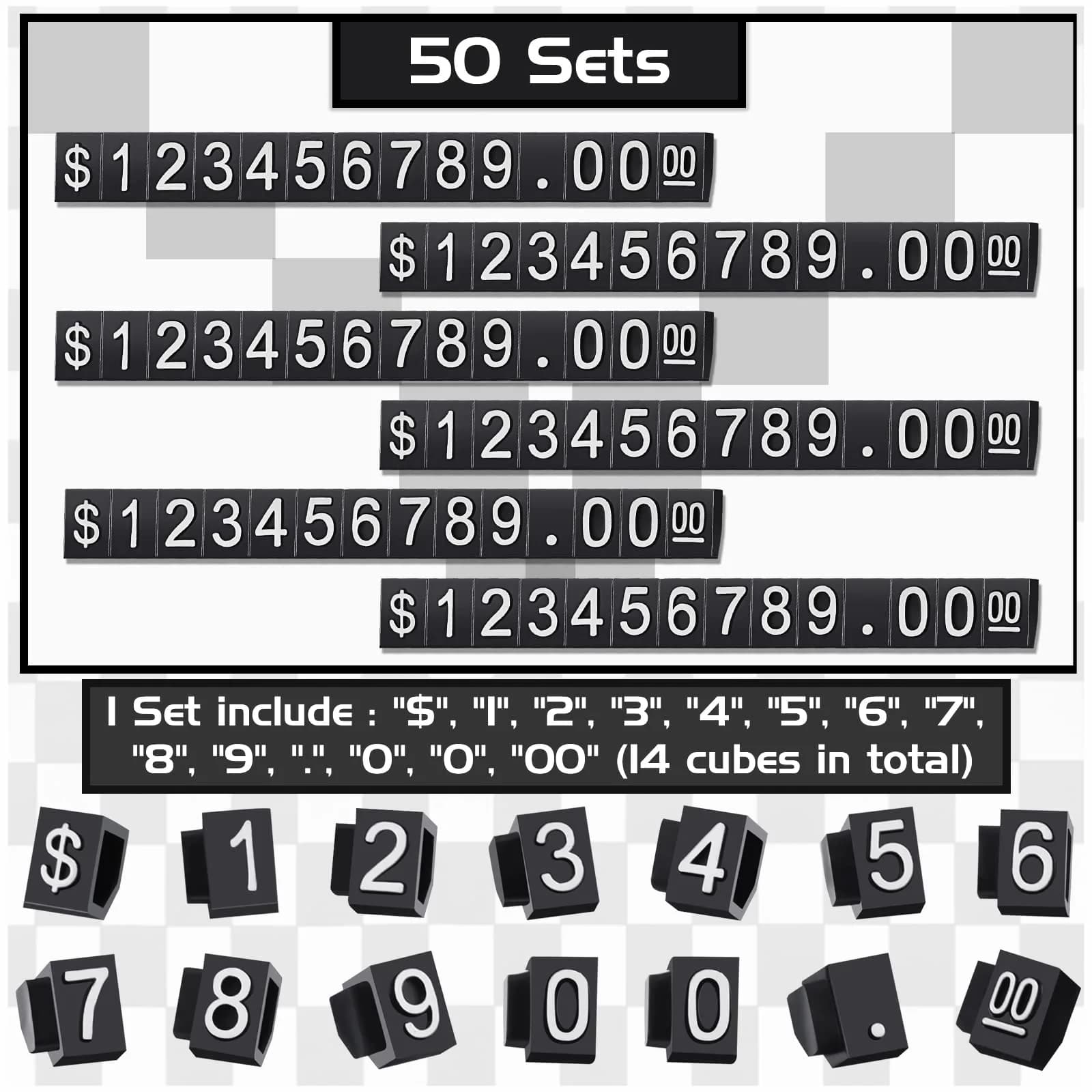Qunclay White Label Price Display Cubes 50 Sets | Adjustable Number Letter Tags for Retail - view 3