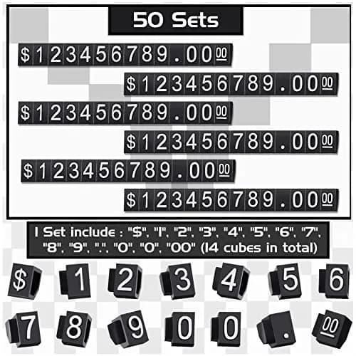 Qunclay White Label Price Display Cubes 50 Sets | Adjustable Number Letter Tags for Retail thumbnail 3