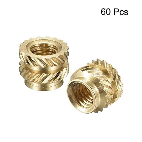 uxcell M3 x 4mm L x 5mm OD Brass Knurled Insert Nuts (60 Pcs) | Heat Set Embedment Nuts for 3D Printing thumbnail 3