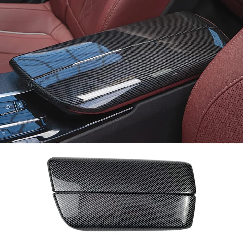 CHUANGHUI BMW 5 Series G30 & 6 Series GT Center Armrest Box Cover | Carbon Fiber Style, 2pcs Set, Adhesive Installation