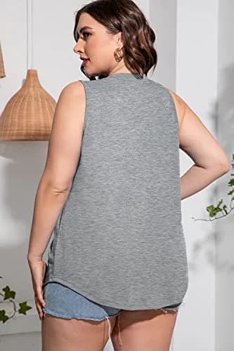 CARROTMOB Cotton Tank Top Women Casual Summer Sleeveless V Neck Oversized 5X | Breathable Cotton Fabric for Hot Weather thumbnail 5
