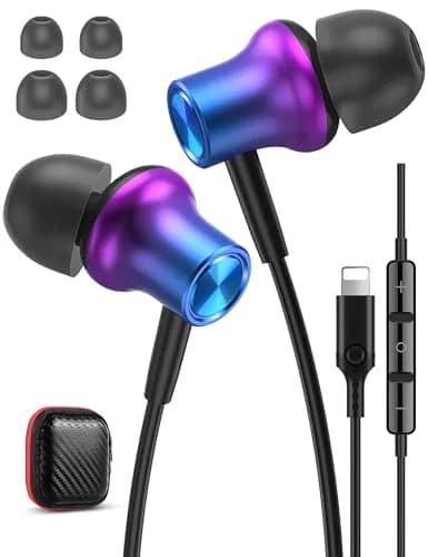 iMangoo MFi-Certified Wired Earbuds for Lightning Connector | Purple, 114dB Sensitivity thumbnail 1