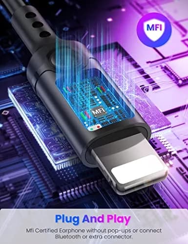 iMangoo MFi-Certified Wired Earbuds for Lightning Connector | Purple, 114dB Sensitivity thumbnail 3