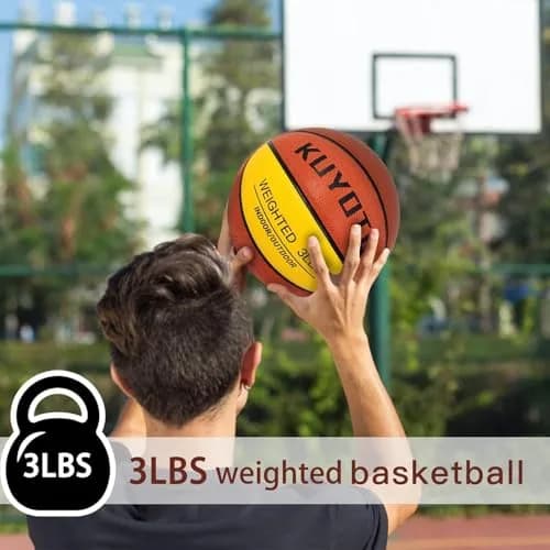 KUYOTQ 3LBS Weighted Training Basketball 1.36 kg (3 lbs) Size 7 | Improves Ball Handling Dribbling Passing Rebounding thumbnail 3