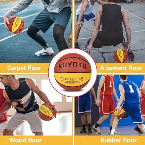 KUYOTQ 3LBS Weighted Training Basketball 1.36 kg (3 lbs) Size 7 | Improves Ball Handling Dribbling Passing Rebounding thumbnail 4