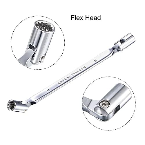 uxcell 8mm x 9mm Flexible Head Socket Wrench | 180 Degree Rotation for Tight Spaces thumbnail 3