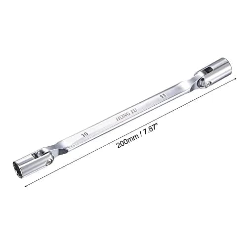 uxcell 12 Point Flexible Head Socket Wrench, 10mm x 11mm, Chrome Vanadium Steel, 200mm Length | 180° Rotation for Mechanical Repair thumbnail 2