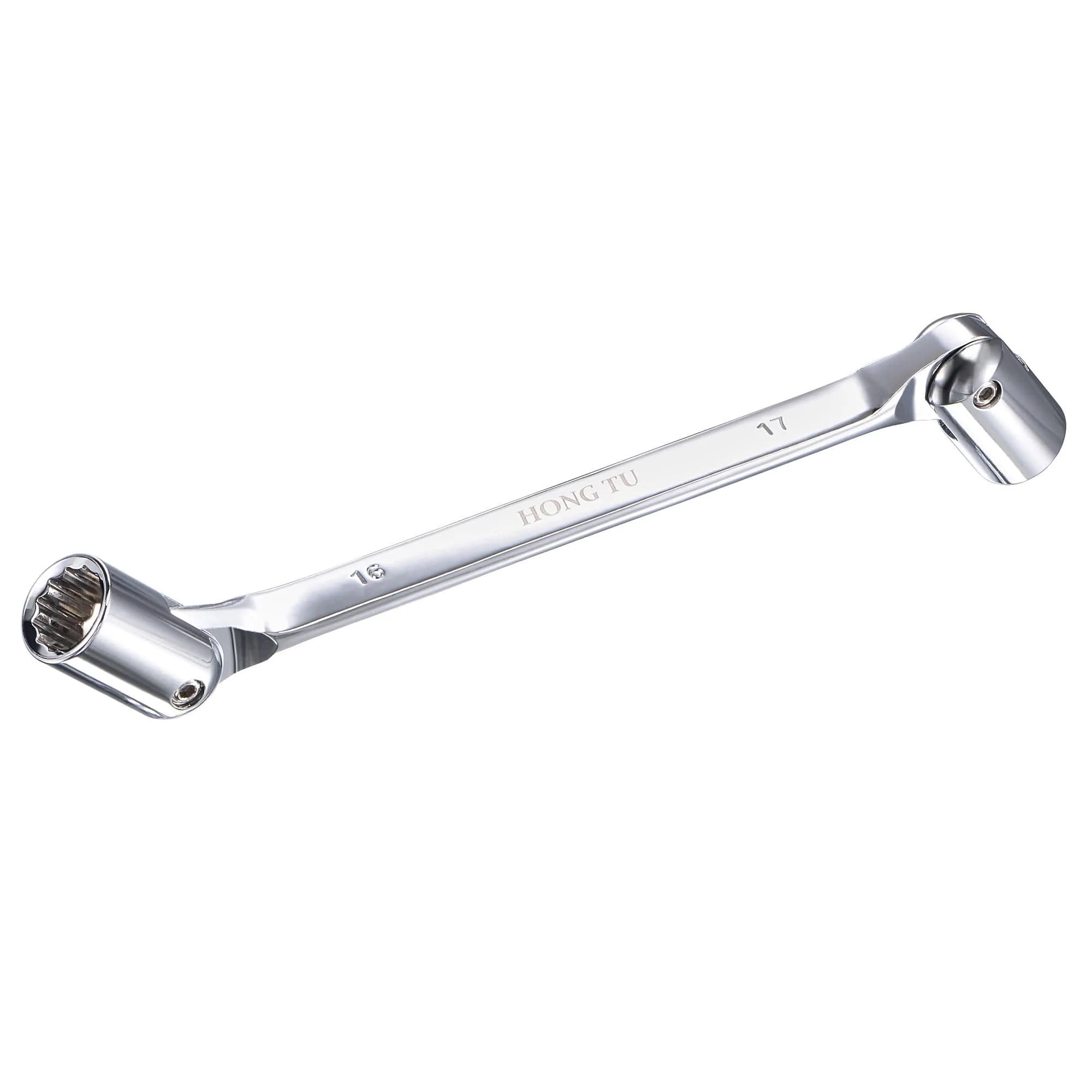 uxcell 8mm x 9mm Flexible Head Socket Wrench | 180 Degree Rotation for Tight Spaces — Silver