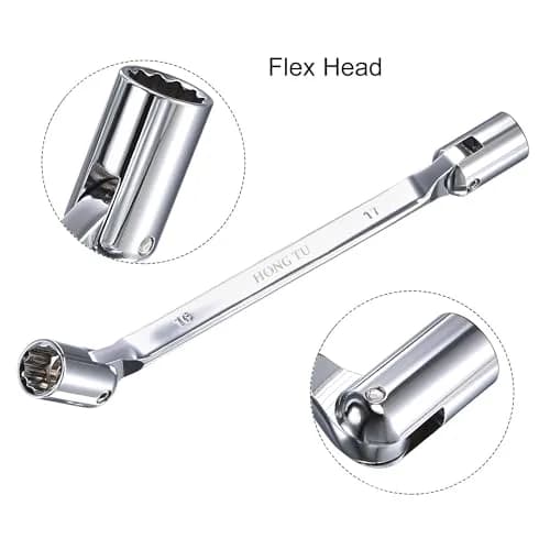 uxcell 16mm x 17mm Flexible Head Socket Wrench | 180 Degree Rotation for Mechanical Repair thumbnail 3