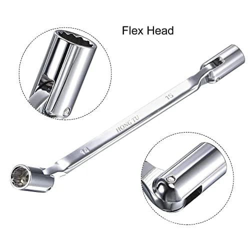 uxcell 12 Point Flexible Head Socket Wrench 14mm x 15mm | CR-V 180° Rotation for Mechanical Repair thumbnail 3