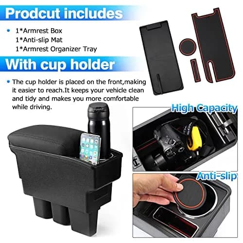 Autorder Center Console Storage Box for Suzuki Jimny JB64W/JB74W 2018-2025 | Custom Fit Armrest with Cup Holder thumbnail 5