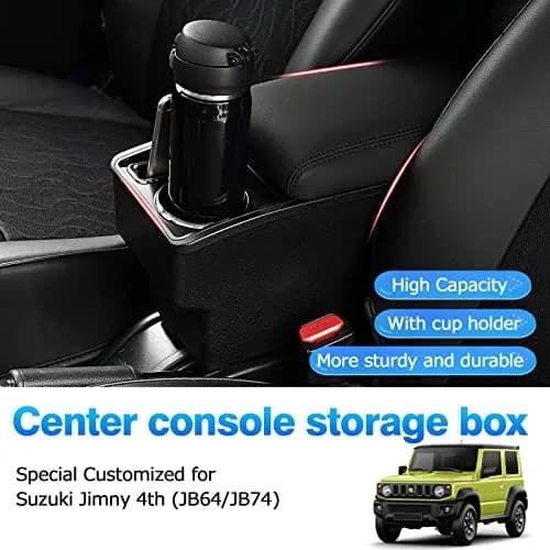Autorder Center Console Storage Box for Suzuki Jimny JB64W/JB74W 2018-2025 | Custom Fit Armrest with Cup Holder thumbnail 2