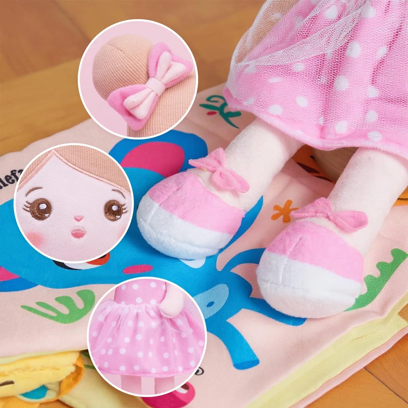 OUOZZZ Soft Plush Baby Doll 12.6 Inch (32 cm) Pink Dress Snuggle Buddy | Safe & Soft for Kids 3+ - view 5