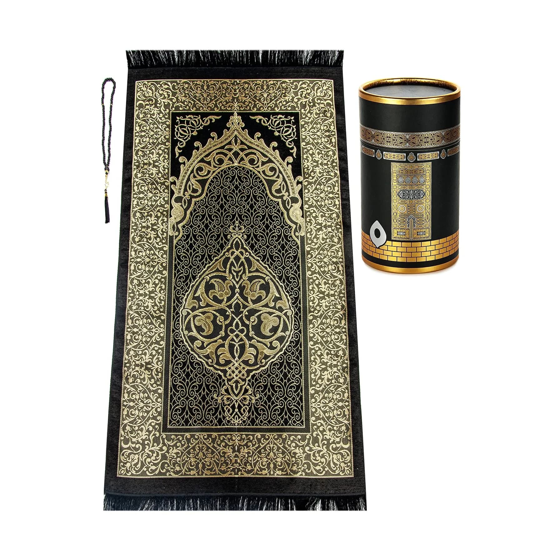 ihvan online Purple Prayer Rug with Beads - 117cm x 71cm (46" x 28") | Soft Taffeta Islamic Janamaz