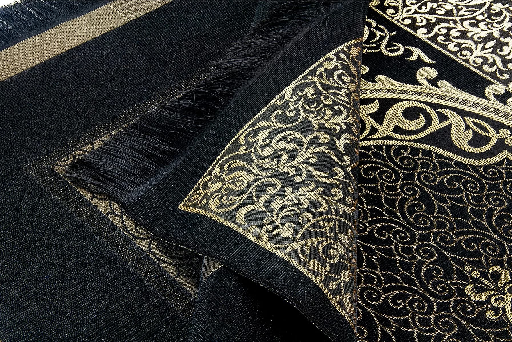 ihvan online Purple Prayer Rug with Beads - 117cm x 71cm (46" x 28") | Soft Taffeta Islamic Janamaz - view 7