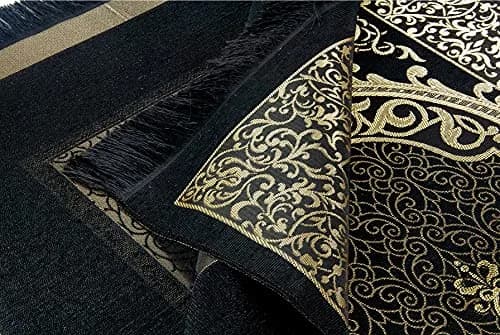 ihvan online Purple Prayer Rug with Beads - 117cm x 71cm (46" x 28") | Soft Taffeta Islamic Janamaz thumbnail 7