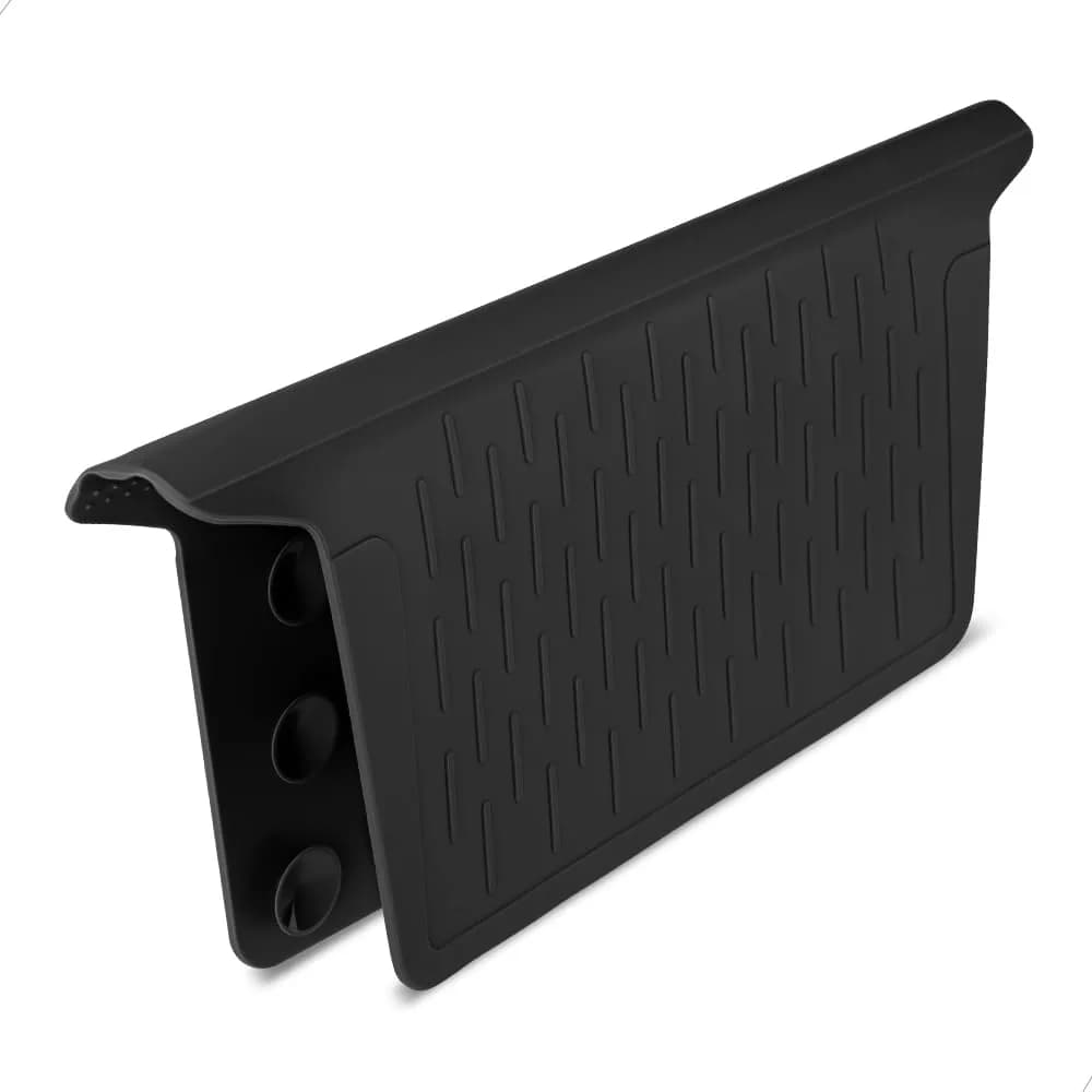VELOVYO Silicone Sink Divider Protector Mat with Suction Cups | 32.5 cm (12.8") x 28 cm (11") — Black