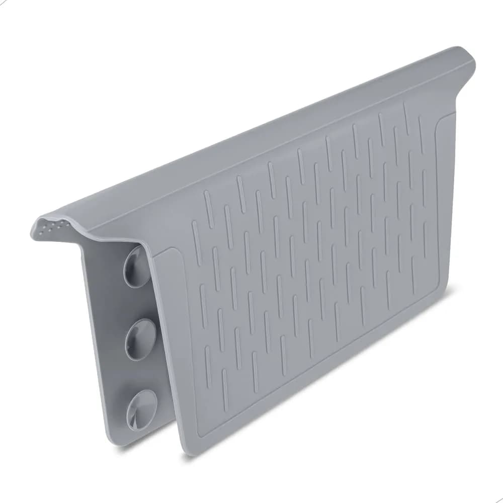 VELOVYO Silicone Sink Divider Protector Mat with Suction Cups | 32.5 cm (12.8") x 28 cm (11") — Grey