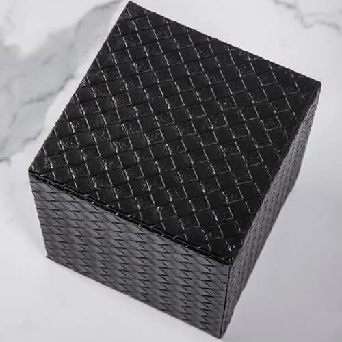 SUNYUROU Black Square Tissue Box Cover | PU Leather & Wood, Magnetic Closure thumbnail 5