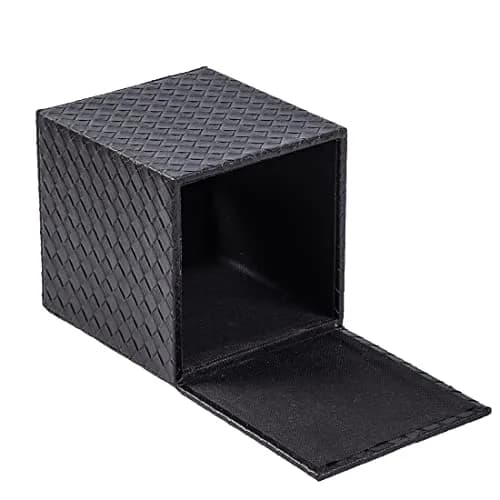 SUNYUROU Black Square Tissue Box Cover | PU Leather & Wood, Magnetic Closure thumbnail 6