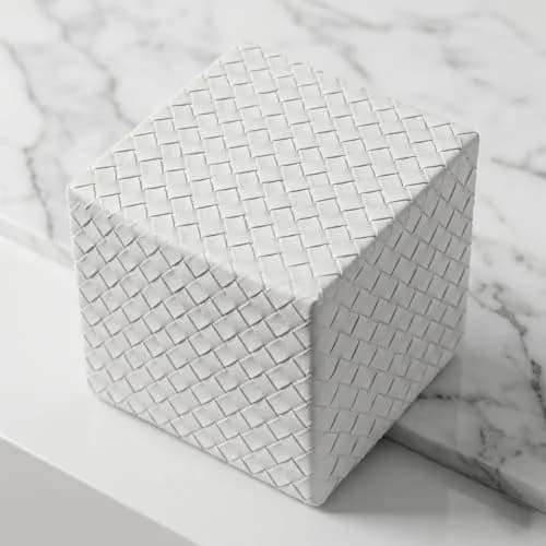 SUNYUROU White Square Tissue Box Cover | PU Leather & Solid Wood Holder for Bathroom Countertops thumbnail 5
