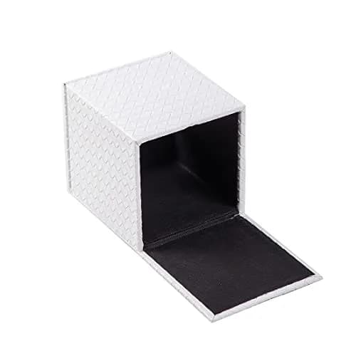 SUNYUROU White Square Tissue Box Cover | PU Leather & Solid Wood Holder for Bathroom Countertops thumbnail 6