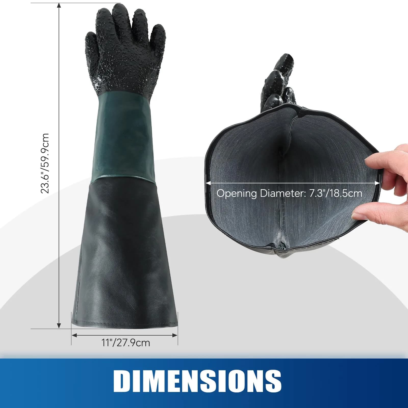 ATPEAM Heavy Duty Sandblasting Gloves 60cm (23.6") | Double-Sewn Seams for Durability - view 2
