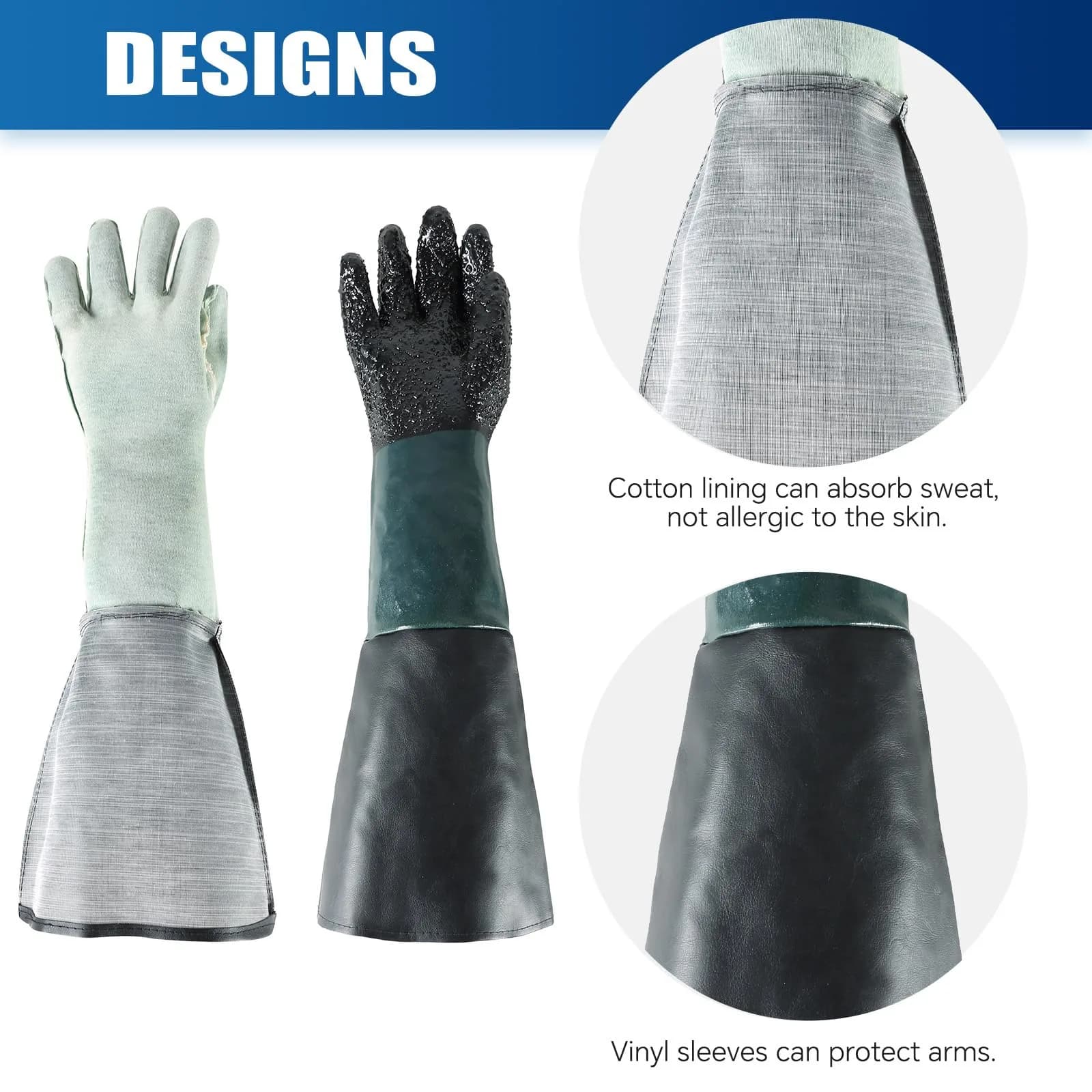 ATPEAM Heavy Duty Sandblasting Gloves 60cm (23.6") | Double-Sewn Seams for Durability - view 4