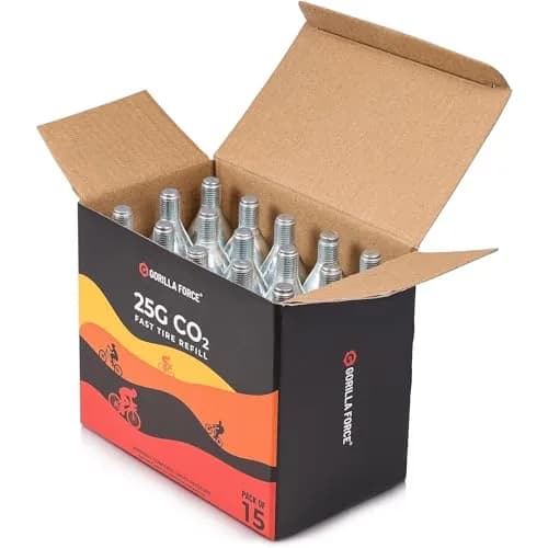 Gorilla Force 25g CO2 Cartridges (15 Pack) | Universal Bike Tire Inflator Refills thumbnail 3