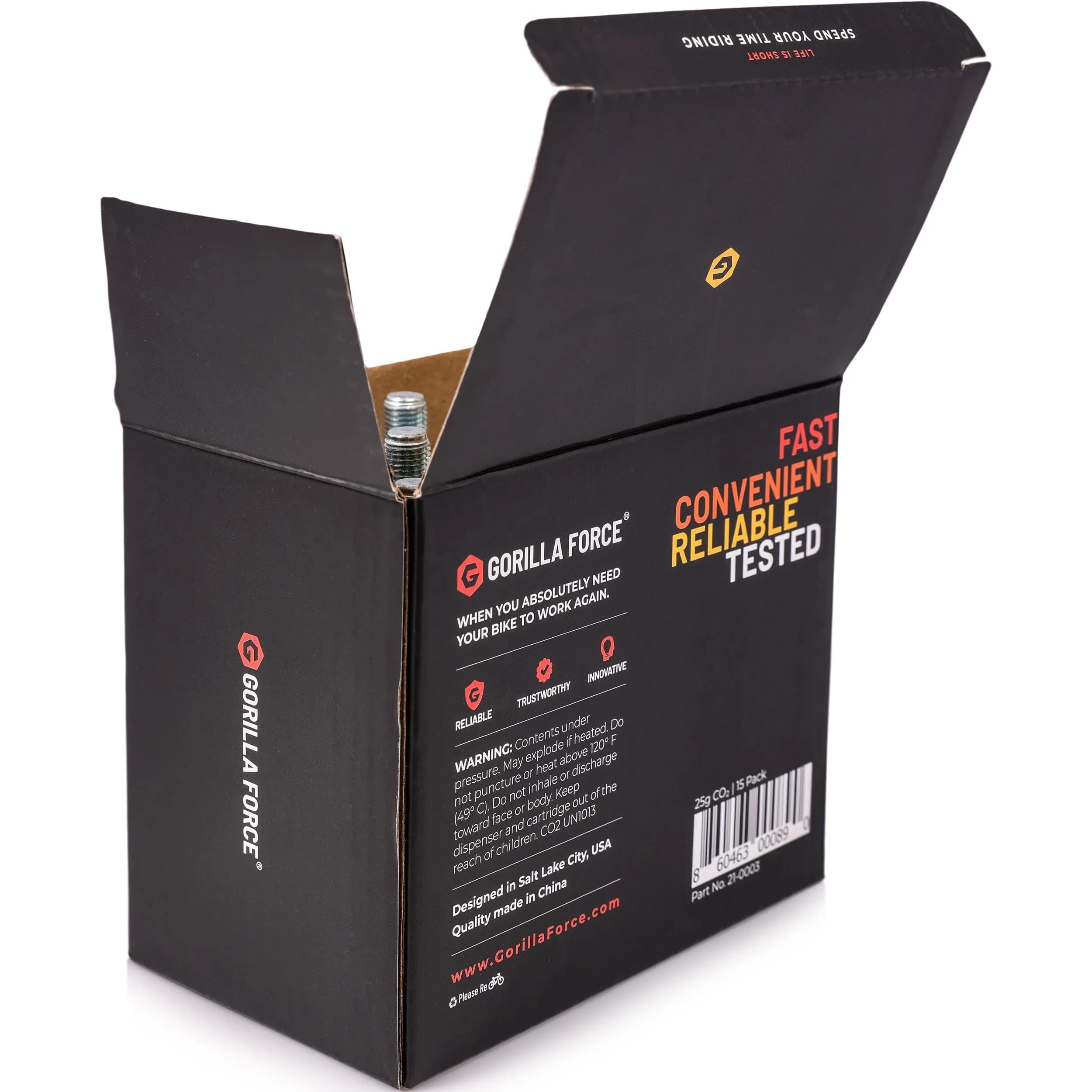 Gorilla Force 25g CO2 Cartridges (15 Pack) | Universal Bike Tire Inflator Refills - view 4