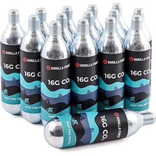 Gorilla Force 16g CO2 Cartridges for Bikes - Threaded Refills for Tire Inflators, Bicycle Cycling, Road MTB Gravel E-Bike, Fits Most C02 Inflator Heads, Fast Flat Repair for Tubes & Tubeless, 15 Pack thumbnail 1