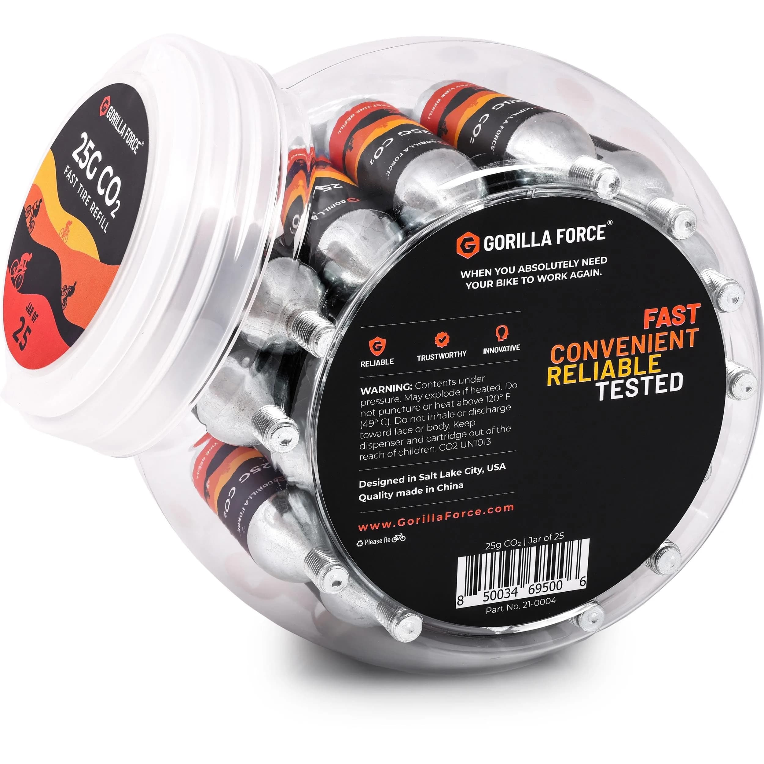 Gorilla Force 25g CO2 Cartridges (25 Pack) - Universal Bike Tire Inflator Refills - view 3