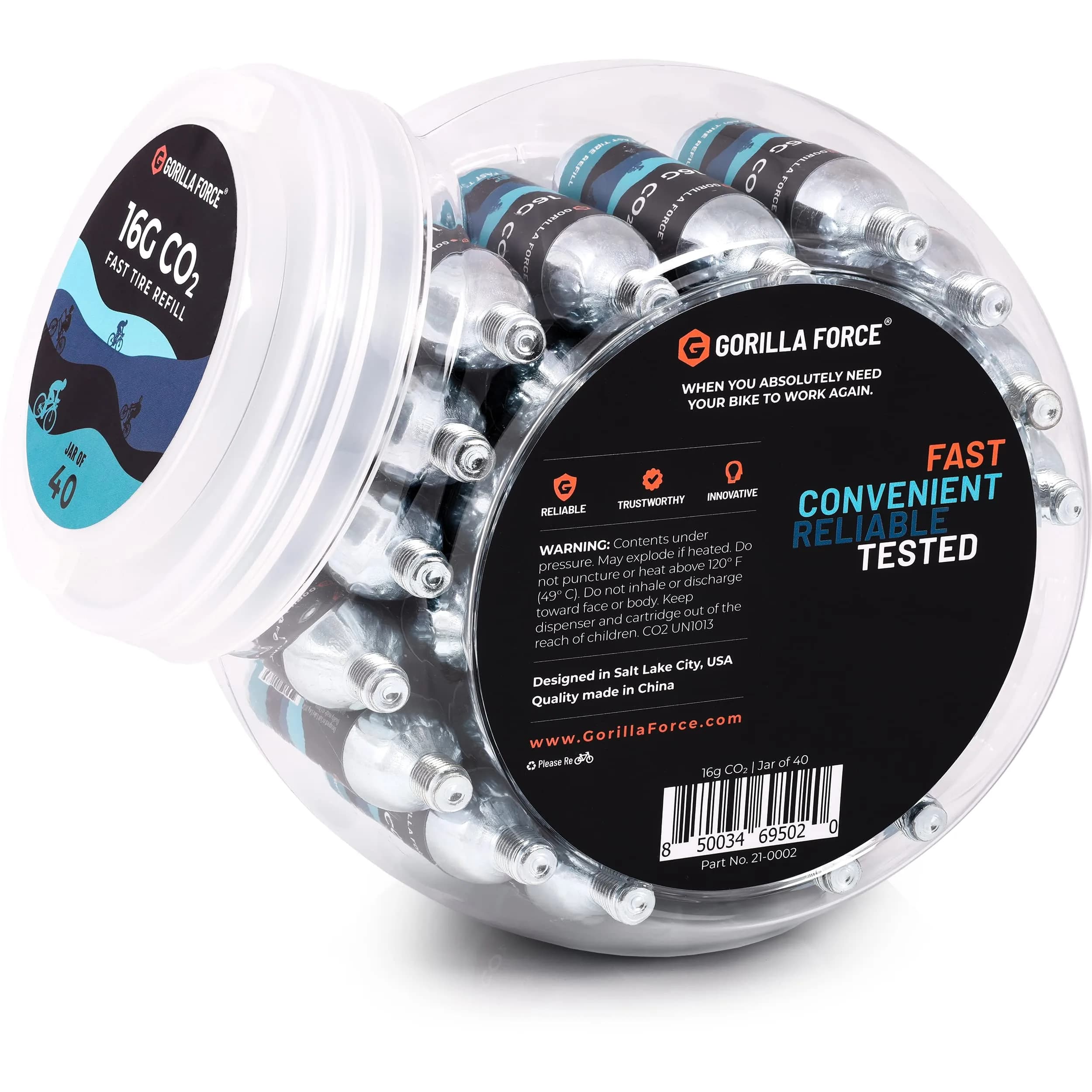 Gorilla Force 16g CO2 Cartridges (40 Count) | Universal Bike Tire Inflator Refills - view 4