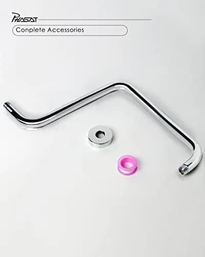 PHASAT S-Shaped Shower Arm 41cm (16.65") with Flange | High Rise Chrome Extension for Rainfall Shower Heads thumbnail 6